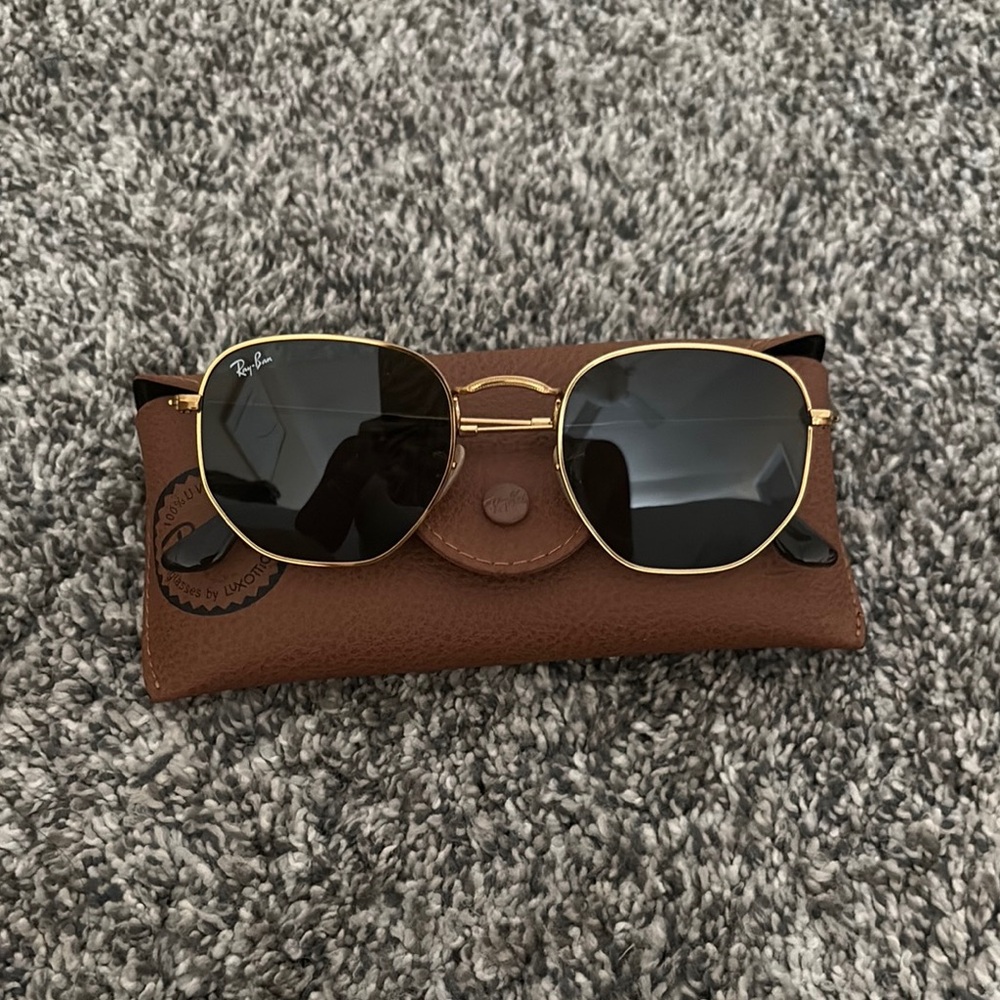Ray-Ban Gold and Black Retro Sunglasses
